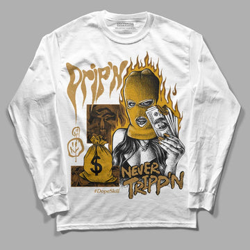 Jordan 13 Wheat 2023 DopeSkill Long Sleeve T-Shirt Drip'n Never Tripp'n Graphic Streetwear - White