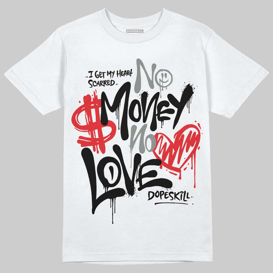 Rick Owens Leather Low Sneaker Black And Milk DopeSkill T-Shirt No Money No Love Typo Graphic Streetwear - White