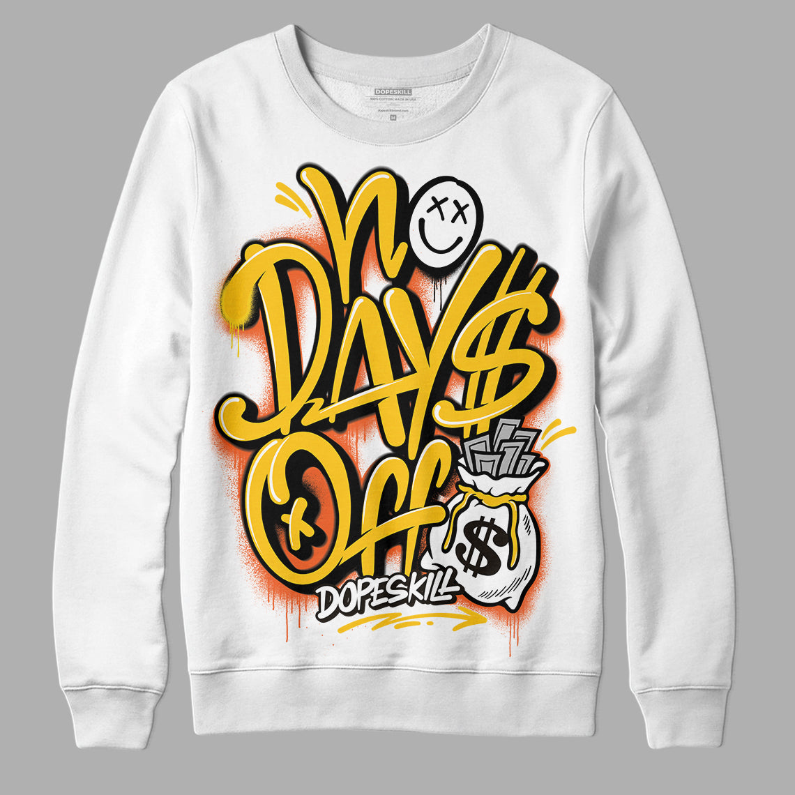 Yellow Sneakers DopeSkill Sweatshirt No Days Off Graphic Streetwear - White