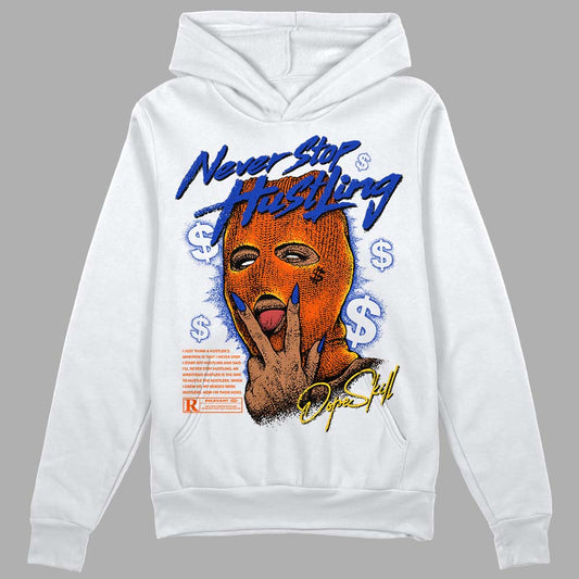 Dunk Low Futura Orange Blaze DopeSkill Hoodie Sweatshirt Never Stop Hustling Graphic Streetwear - White 