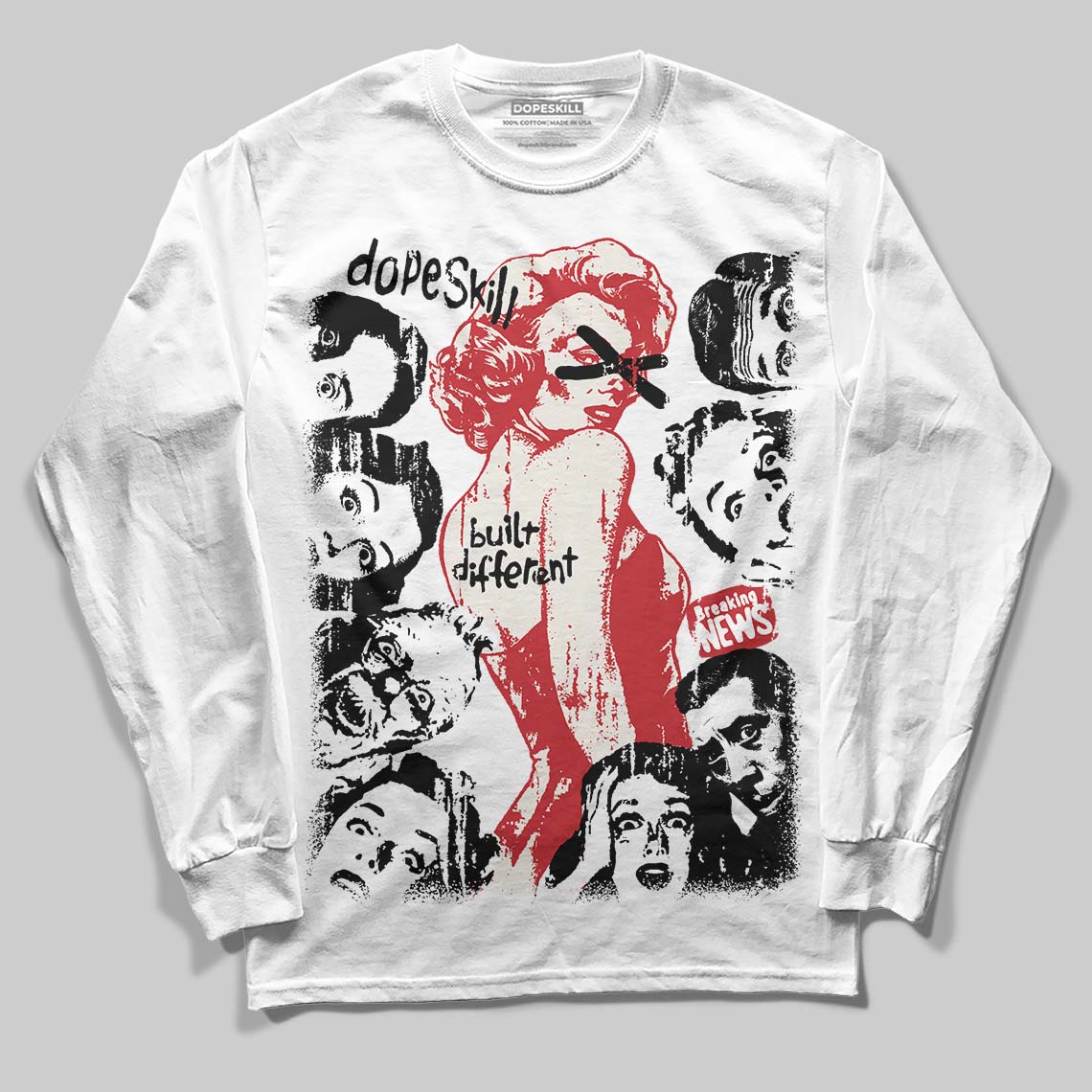 Jordan 4 “Flight Club” DopeSkill Long Sleeve T-Shirt Built Different Graphic Streetwear - White 