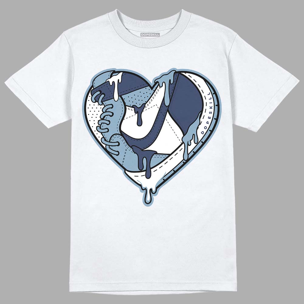 Jordan 1 Mid Diffused Blue DopeSkill T-Shirt Heart Jordan 1 Graphic Streetwear - White