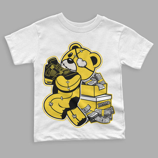 Jordan 4 Tour Yellow Thunder DopeSkill Toddler Kids T-shirt Bear Steals Sneaker Graphic Streetwear - White 