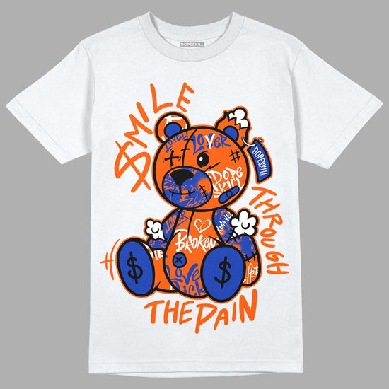 Dunk Low Futura Orange Blaze DopeSkill T-Shirt Smile Through The Pain Graphic Streetwear - White