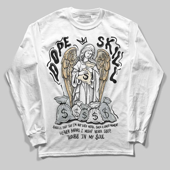 Jordan 5 Retro Reverse Metallic DopeSkill Long Sleeve T-Shirt Angels Graphic Streetwear - White