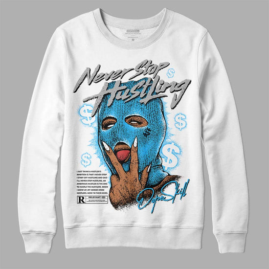 Jordan 2 Low "University Blue" DopeSkill Sweatshirt Never Stop Hustling Graphic Streetwear - White 