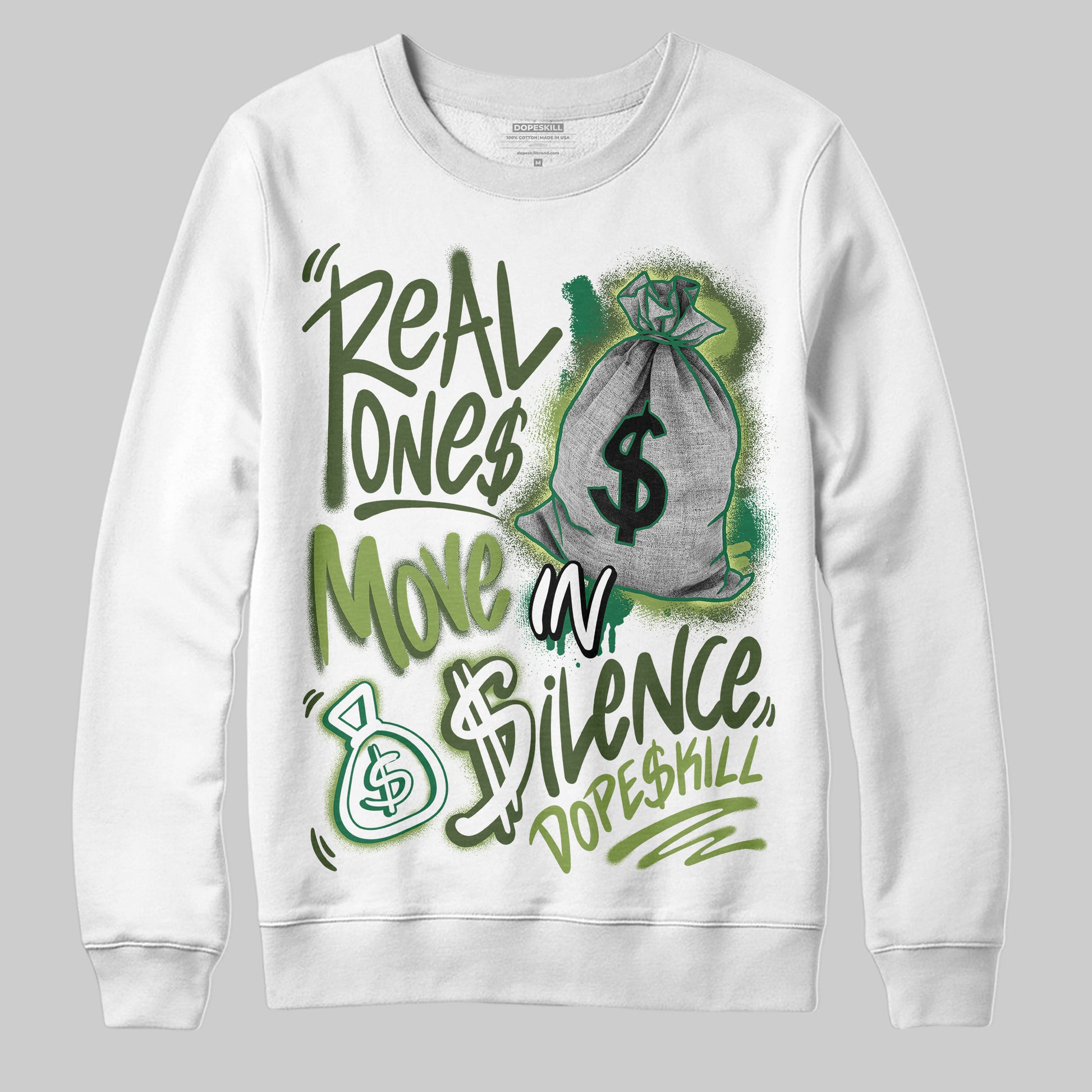 Foamposite Pro 'Pine Green' DopeSkill Sweatshirt Real Ones Move In Silence Graphic Streetwear - White