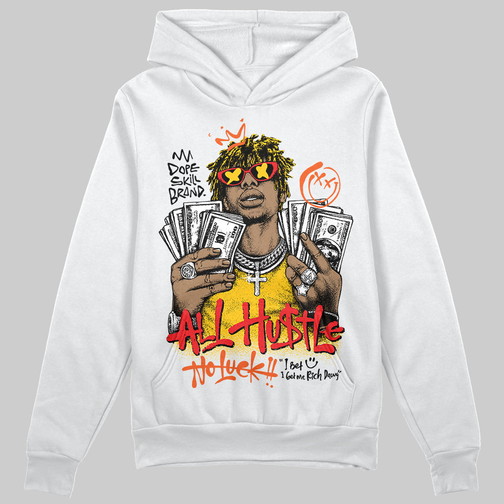 Yellow Sneakers DopeSkill Hoodie All Hustle No Luck Graphic Streetwear - White 