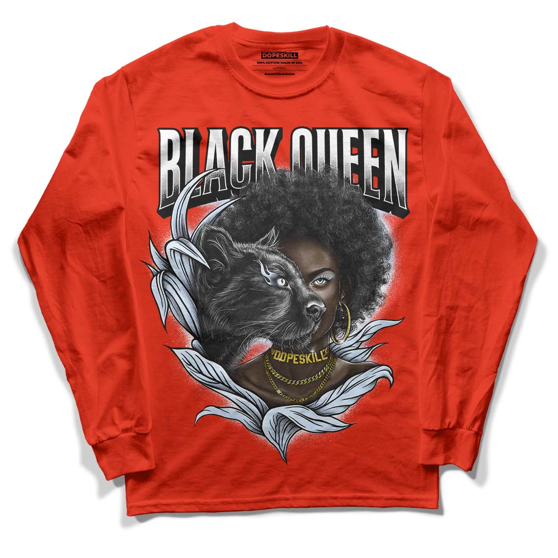 Jordan 6 Retro Toro Bravo DopeSkill Varsity Red Long Sleeve T-Shirt New Black Queen Graphic Streetwear