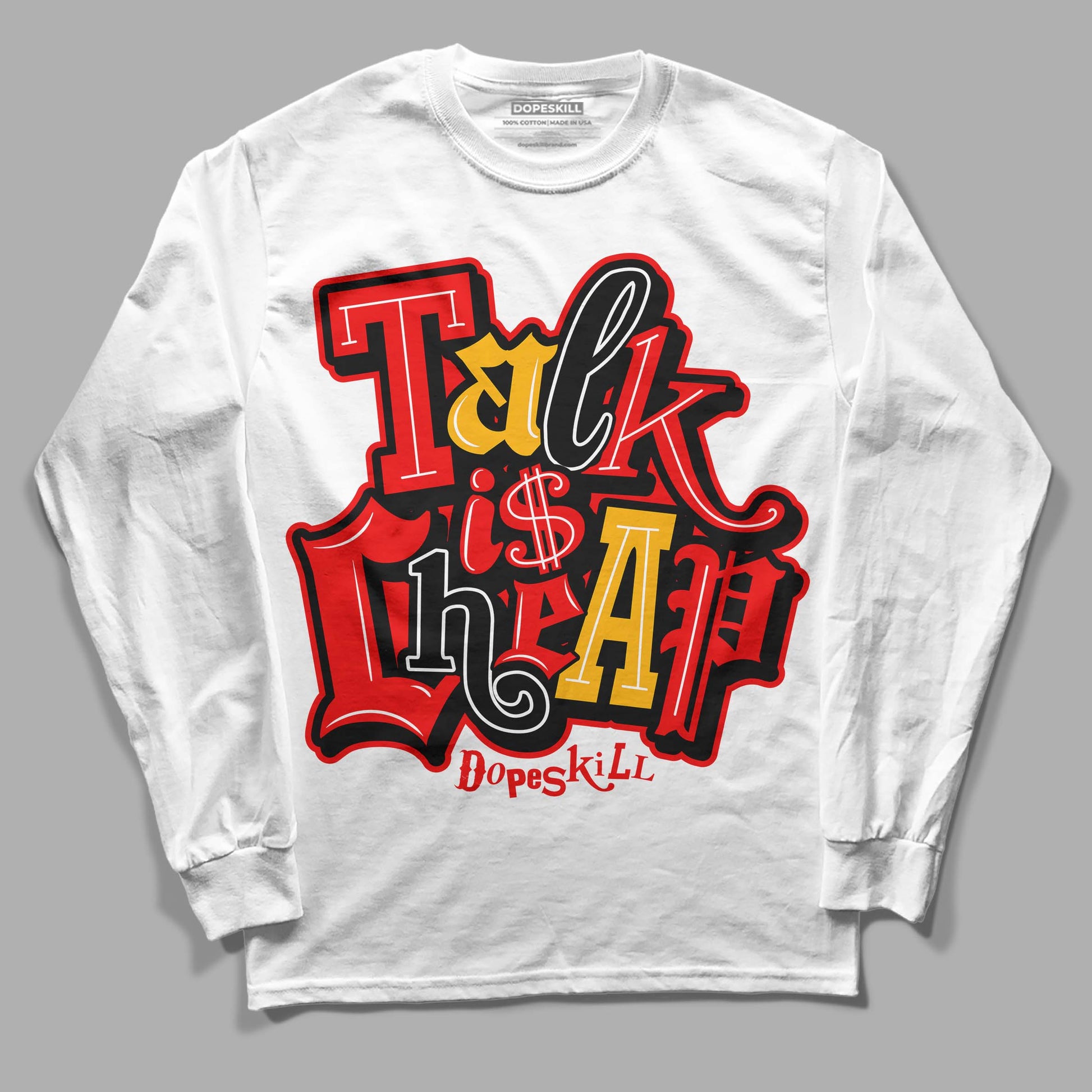 Red Sneakers DopeSkill Long Sleeve T-Shirt Talk Is Chip Graphic Streetwear - White