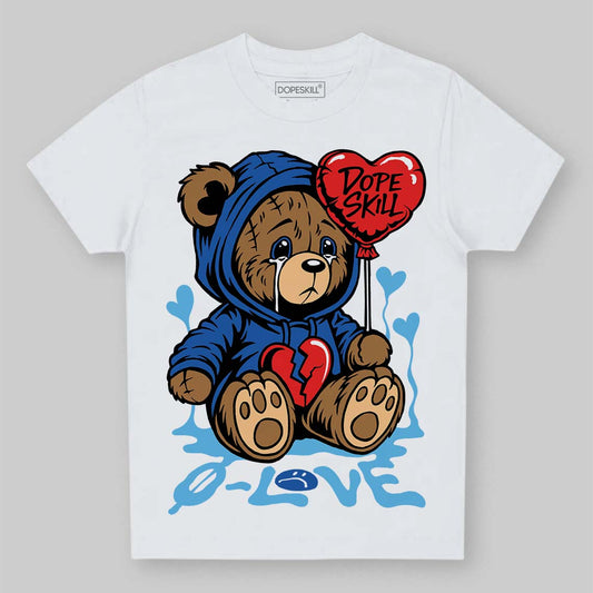 Jordan 12 “Blueberry” DopeSkill Toddler Kids T-shirt Broken Bear Graphic Streetwear - White