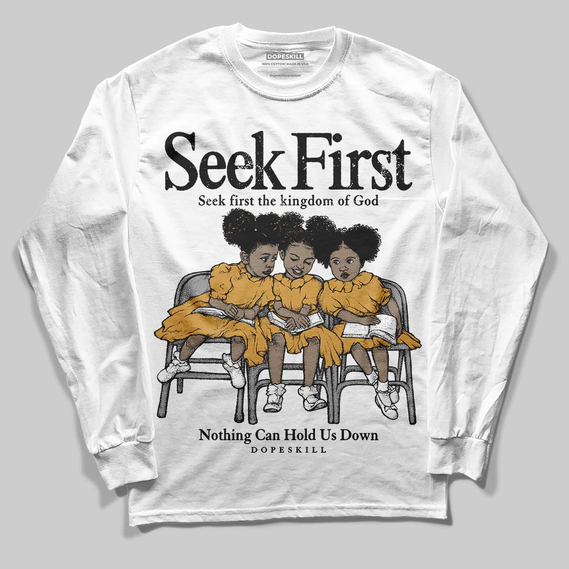 Jordan 11 "Gratitude" DopeSkill Long Sleeve T-Shirt New Seek First Graphic Streetwear - White