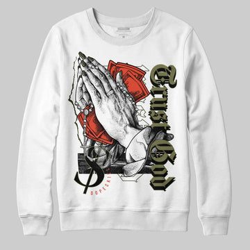 Olive Sneakers DopeSkill Sweatshirt Trust God Graphic Streetwear - White