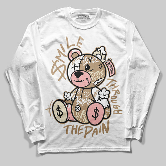 Nike Air Force 1 Low Canvas “Linen” DopeSkill Long Sleeve T-Shirt Smile Through The Pain Graphic Streetwear - White