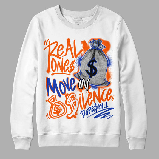 Dunk Low Futura Orange Blaze DopeSkill Sweatshirt Real Ones Move In Silence Graphic Streetwear - White