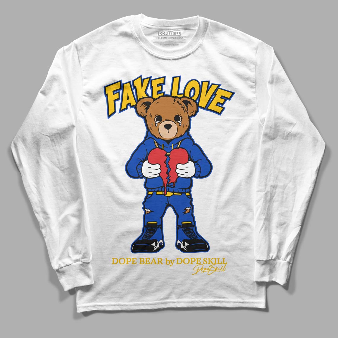 Jordan 14 “Laney” DopeSkill Long Sleeve T-Shirt Fake Love Graphic Streetwear - White