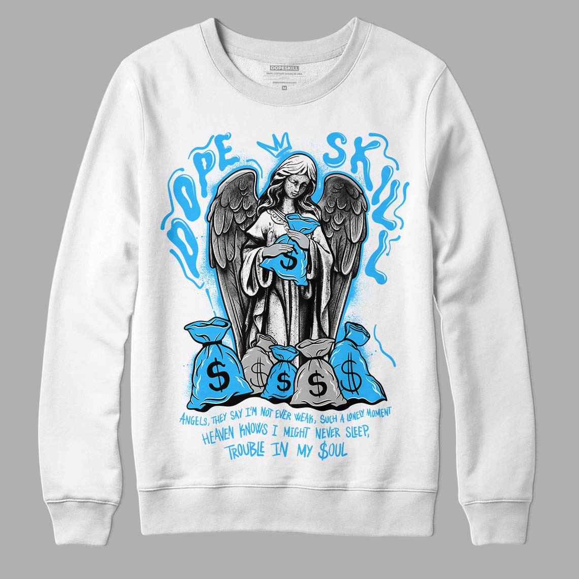 Jordan 2 Low "University Blue" DopeSkill Sweatshirt Angels Graphic Streetwear - White 