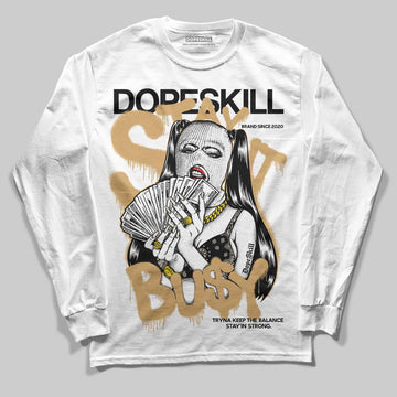 Jordan 5 Retro Reverse Metallic DopeSkill Long Sleeve T-Shirt Stay It Busy Graphic Streetwear - White