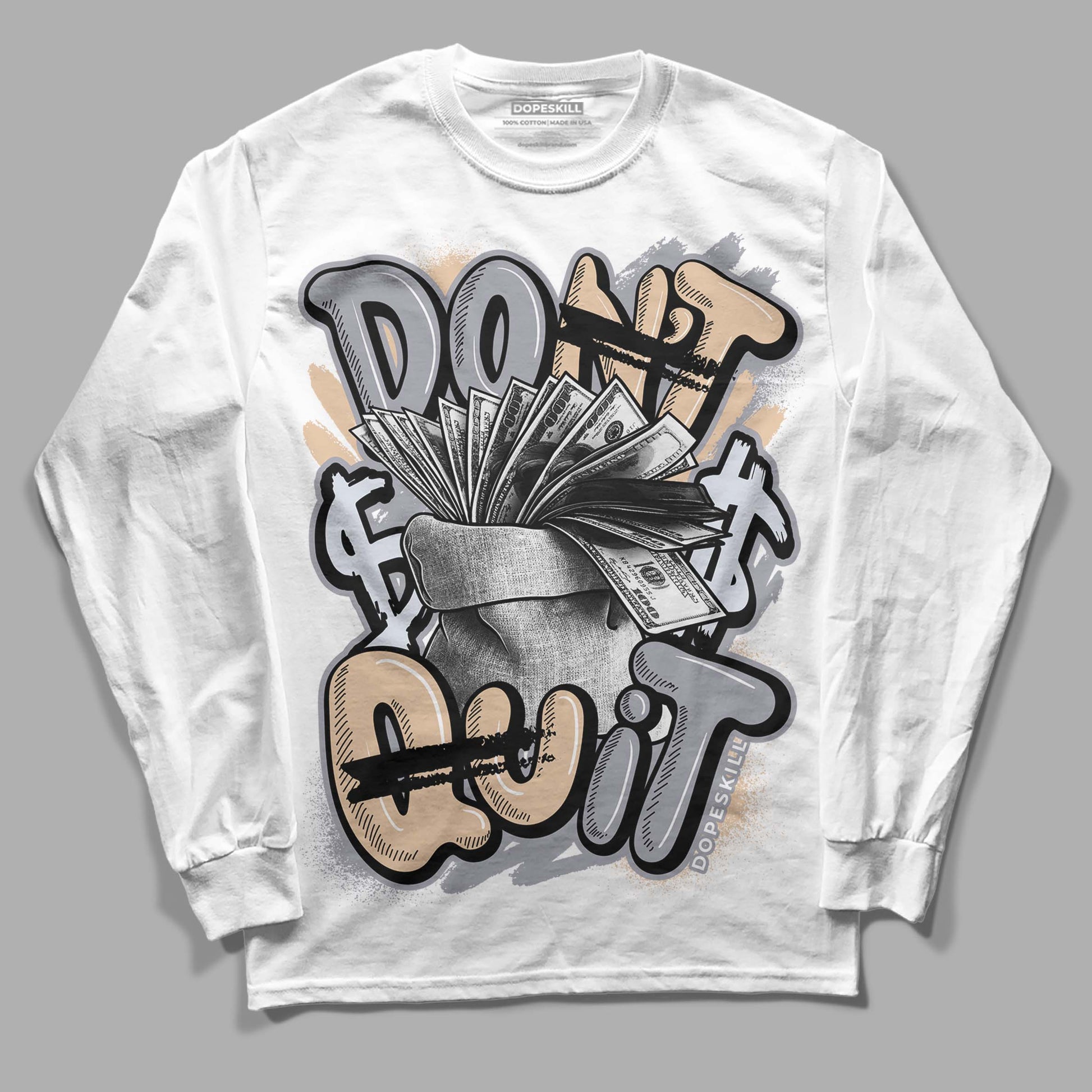 Jordan 4 Retro Frozen Moments DopeSkill Long Sleeve T-Shirt Don't Quit Graphic Streetwear - White 