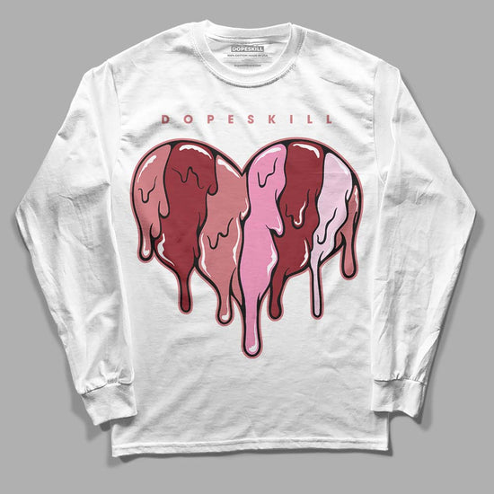 Valentine's Day Collection DopeSkill Long Sleeve T-Shirt Slime Drip Heart Graphic Streetwear - White