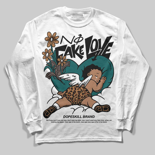 Adidas Samba OG Leopard Pack Collegiate Green DopeSkill Long Sleeve T-Shirt No Fake Love Graphic Streetwear - White