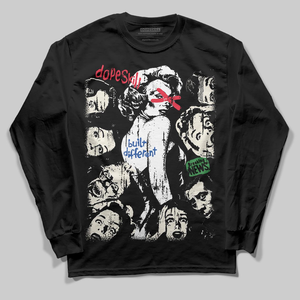 Jordan 11 Retro 285 Atlanta DopeSkill Long Sleeve T-Shirt Built Different Graphic Streetwear - Black