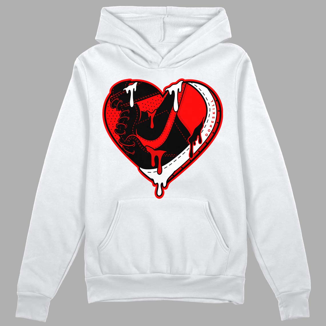 Jordan 1 Retro High OG "Satin Bred" DopeSkill Hoodie Sweatshirt Heart Jordan 1 Graphic Streetwear - White 