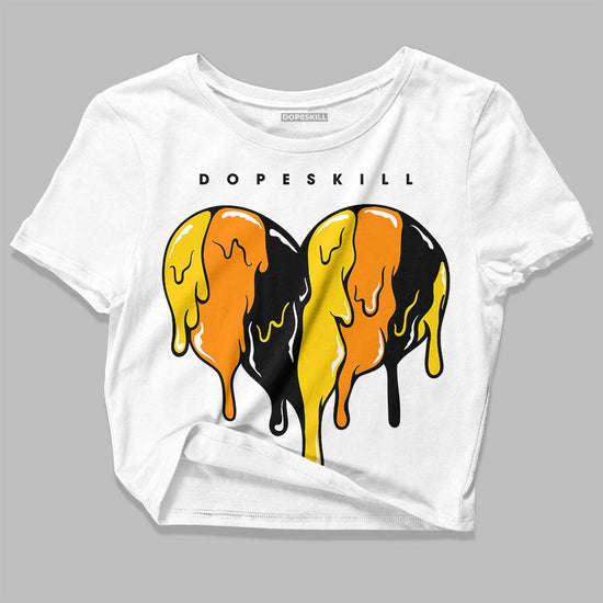 Jordan 6 “Yellow Ochre” DopeSkill Women's Crop Top Slime Drip Heart Graphic Streetwear - White