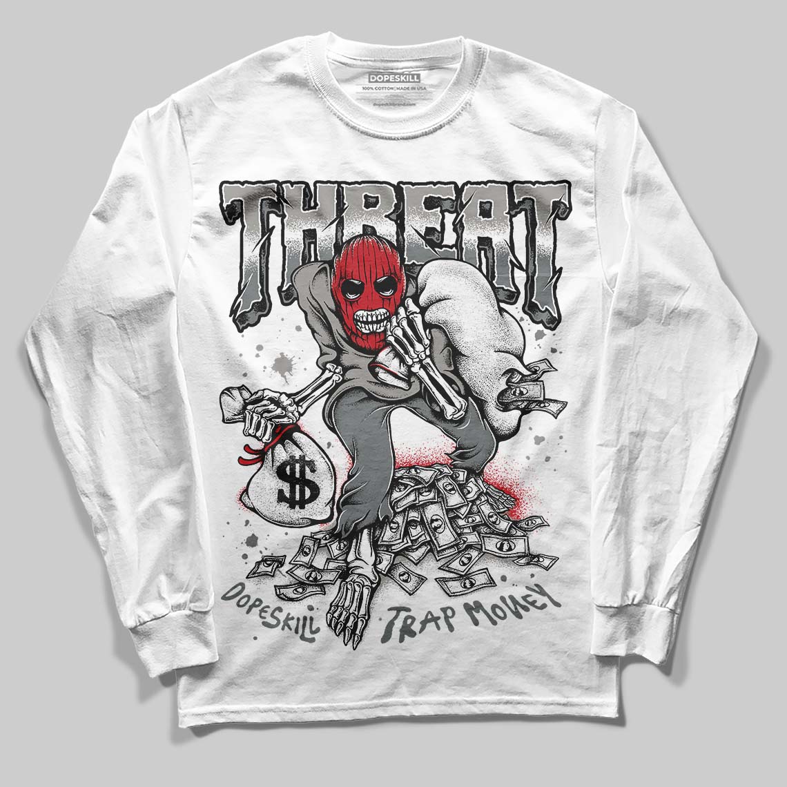 Jordan 9 Cool Grey DopeSkill Long Sleeve T-Shirt Threat Graphic Streetwear - White 