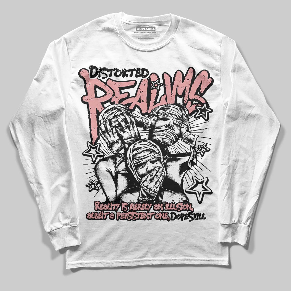 Harris Tweed x Wmns Dunk Low 'Black Phantom' DopeSkill Long Sleeve T-Shirt Distorted Realms Graphic Streetwear - White 