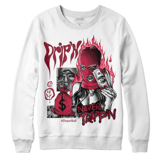 Jordan 1 Retro High '85 OG Metallic Burgundy DopeSkill Sweatshirt Drip'n Never Tripp'n Graphic Streetwear - White