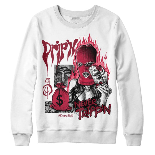 Jordan 1 Retro High '85 OG Metallic Burgundy DopeSkill Sweatshirt Drip'n Never Tripp'n Graphic Streetwear - White