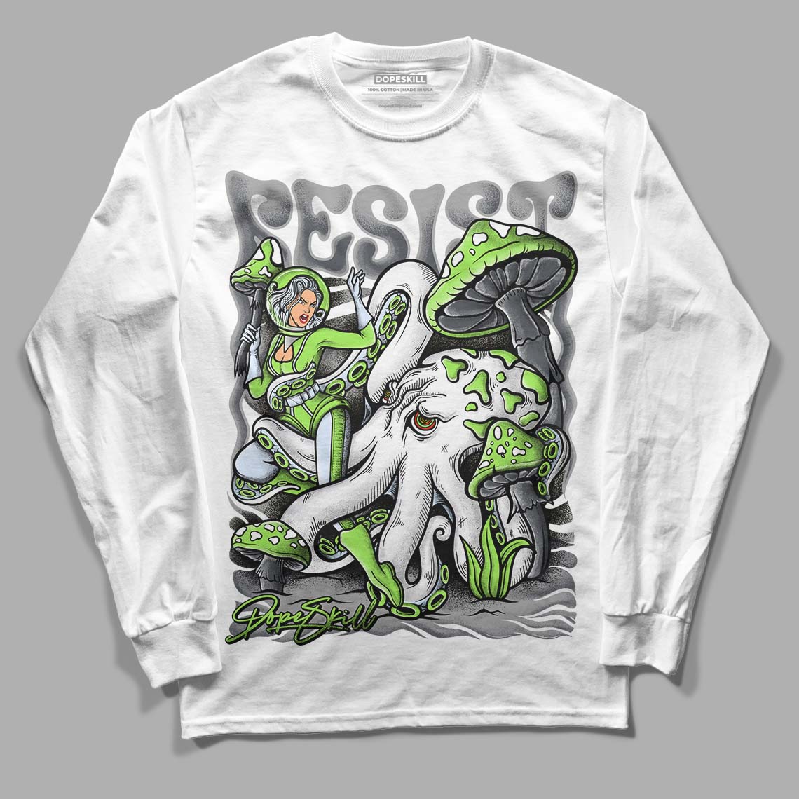 Jordan 5 Green Bean DopeSkill Long Sleeve T-Shirt Resist Graphic Streetwear - White 
