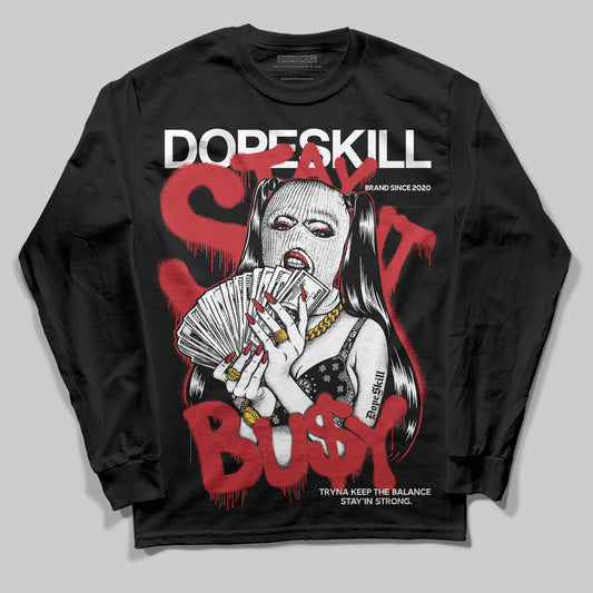 Jordan 11 Retro Low Bred (2025) DopeSkill Long Sleeve T-Shirt Stay It Busy Graphic Streetwear - Black