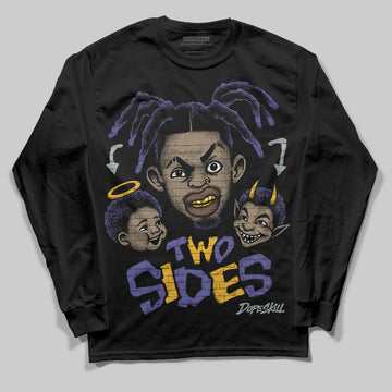 Jordan 4 Retro Lakers DopeSkill Long Sleeve T-Shirt Two Sides Graphic Streetwear - Black