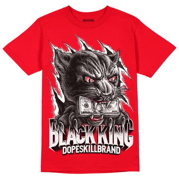 Jordan 4 Red Thunder DopeSkill T-Shirt Black King Graphic Streetwear