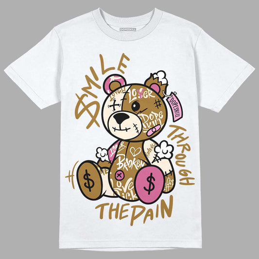 Dunk Low Just Do It “Bronzine/Playful Pink” DopeSkill T-Shirt Smile Through The Pain Graphic Streetwear - White