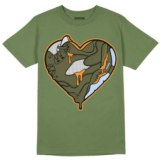 Jordan 5 "Olive" DopeSkill Olive T-Shirt Heart Jordan 5 Graphic Streetwear 