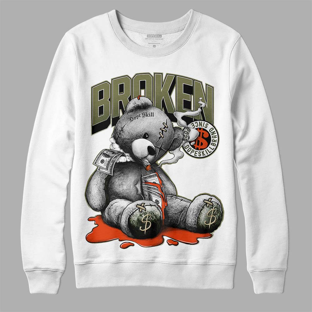 Olive Sneakers DopeSkill Sweatshirt Sick Bear Graphic Streetwear - White