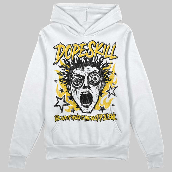 Yellow Sneakers DopeSkill Hoodie Sweatshirt Root of Evil Graphic Streetwear - White 