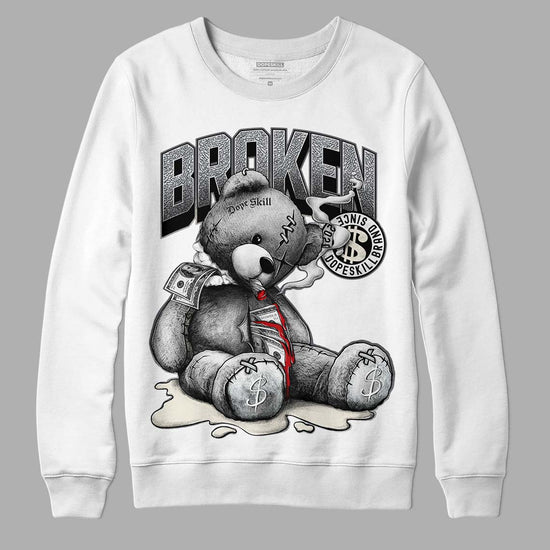 Jordan 1 Retro Low OG Black Cement DopeSkill Sweatshirt Sick Bear Graphic Streetwear - White