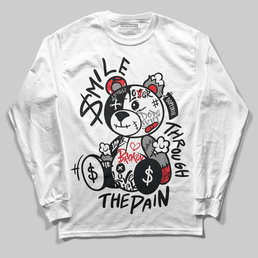 Rick Owens Leather Low Sneaker Black And Milk DopeSkill Long Sleeve T-Shirt Smile Through The Pain Graphic Streetwear - WHite