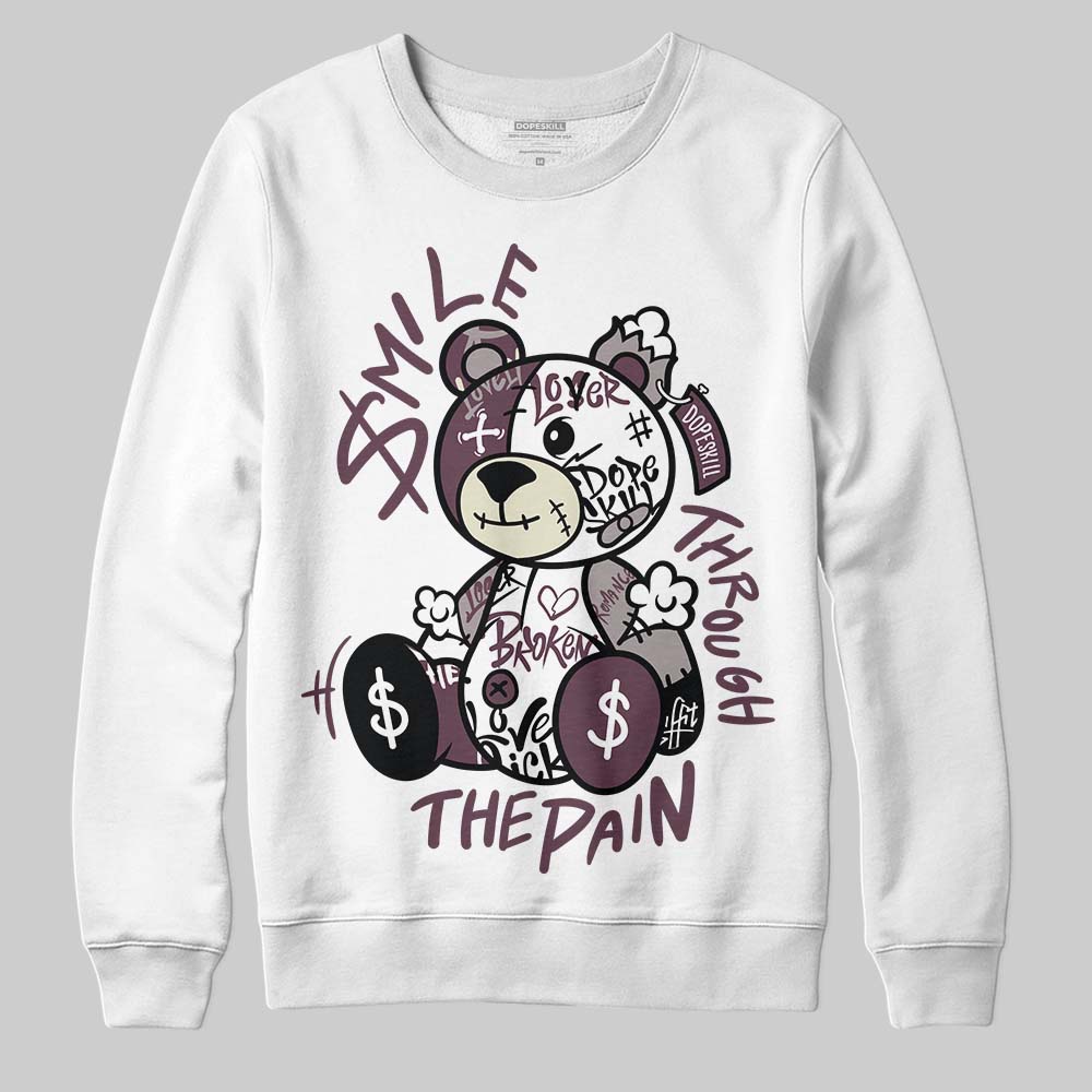 A Ma Maniére x Air Jordan 5 “Violet Ore” DopeSkill Sweatshirt Smile Through The Pain Graphic Streetwear - White