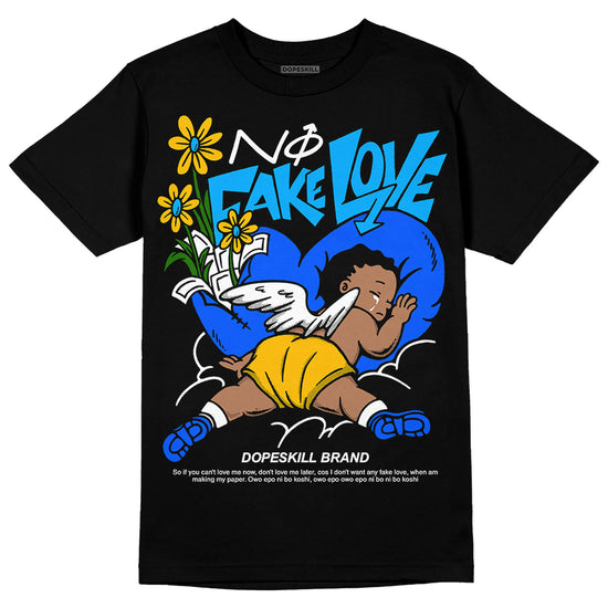 Royal Blue Sneakers DopeSkill T-Shirt No Fake Love Graphic Streetwear - Black