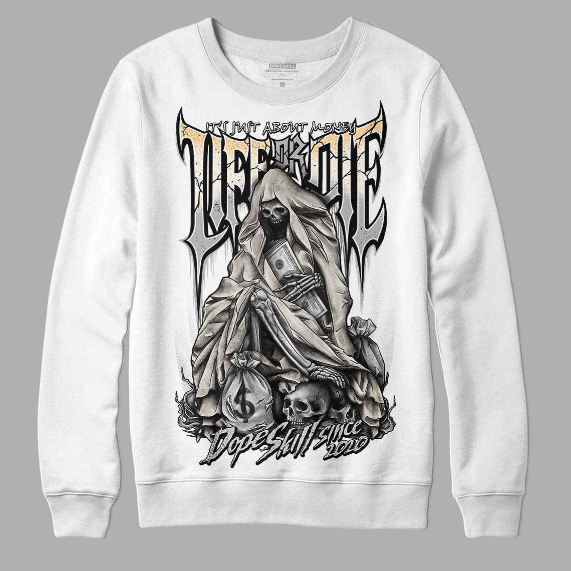 Jordan 3 “Off Noir” DopeSkill Sweatshirt Life or Die Graphic Streetwear - White