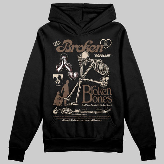 A Ma Maniére x Air Jordan 4 “Dark Mocha” DopeSkill Hoodie Sweatshirt Broken Bones Graphic Streetwear - Black