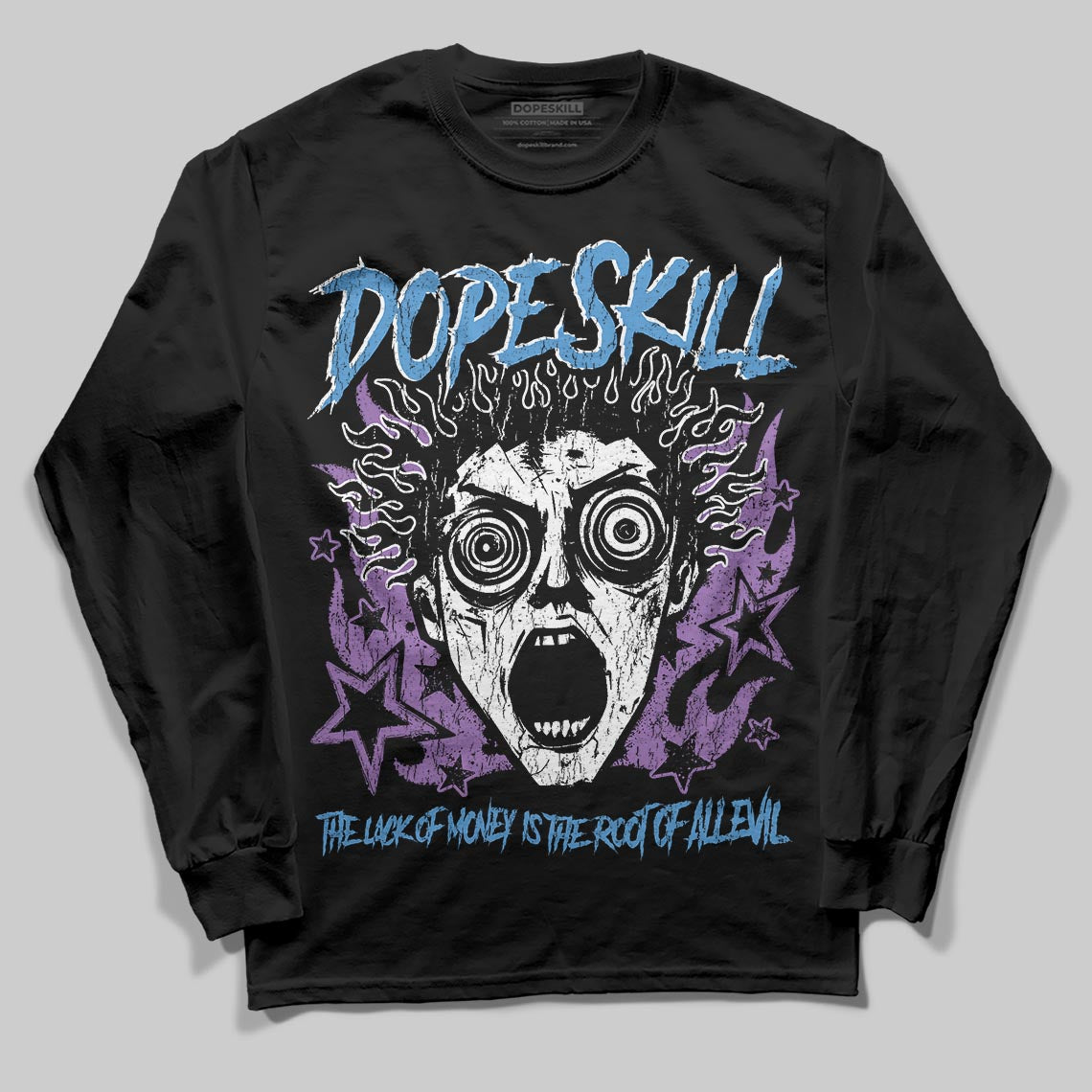 PURPLE Sneakers DopeSkill Long Sleeve T-Shirt Root of Evil Graphic Streetwear - Black