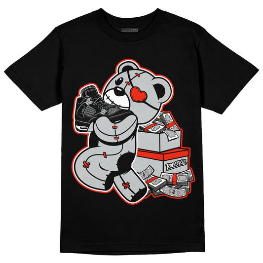 Jordan 4 Black Canvas DopeSkill T-Shirt Bear Steals Sneaker Graphic Streetwear - Black