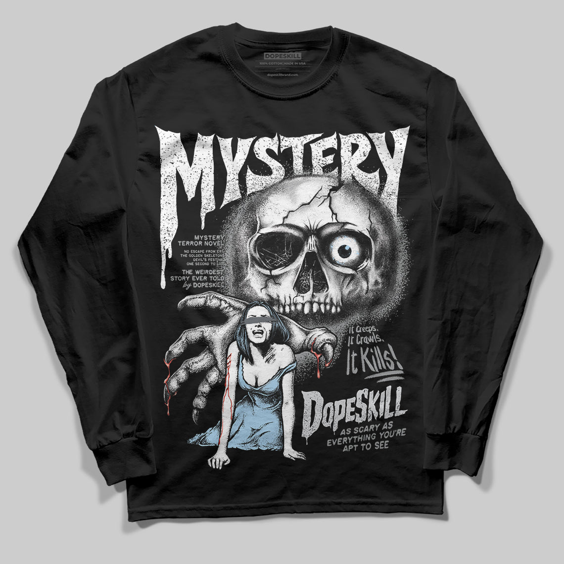 Jordan 5 Retro Wolf Grey (2026) DopeSkill Long Sleeve T-Shirt Mystery Ghostly Grasp Graphic Streetwear - Black