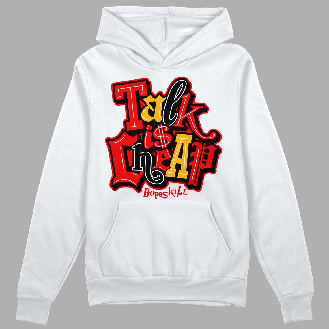 Red Sneakers DopeSkill Hoodie Sweatshirt Talk Is Chip Graphic Streetwear - White 